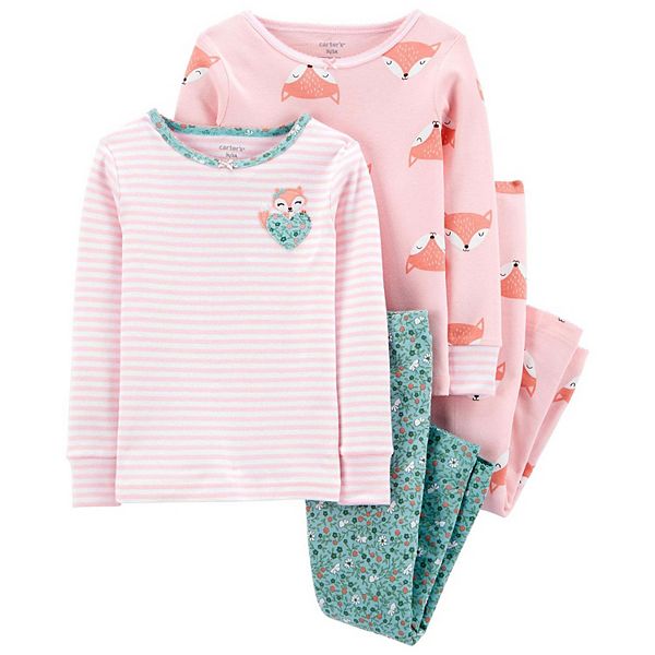 Baby Girl Carter's 4 Piece Fox & Floral Pajama Set