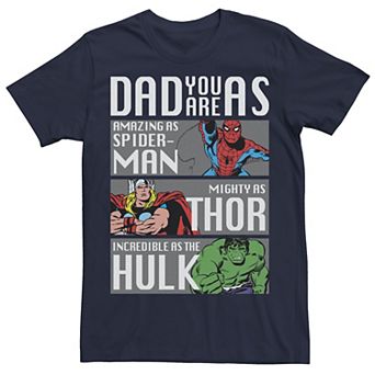 Men's Marvel Spider-Man Thor Hulk Dad You Are As Panels Graphic Tee