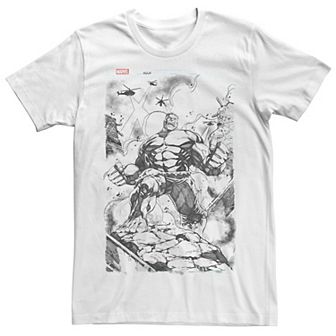 Men's Marvel Hulk Comic Cover Sketch Graphic Tee