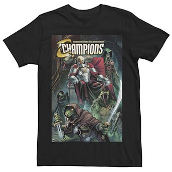Men's Marvel Champions In Weird World Comic Cover Graphic Tee