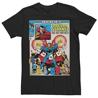 Men's Marvel What If Doctor Strange Did Kid Parties Comic Cover Graphic Tee