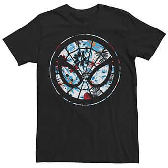 Men's Marvel Spider Man Mask Symbol Tropical Graphic Tee