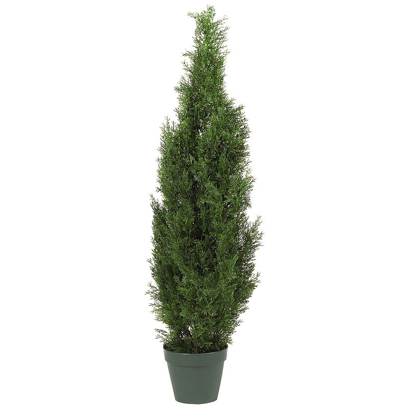 Nearly Natural 4' Cedar Tree Silk Tree (In-door/Out-door): Weather-Resistant, No Assembly, Includes Pot