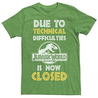 Men's Jurassic World Technical Difficulties Sign Graphic Tee
