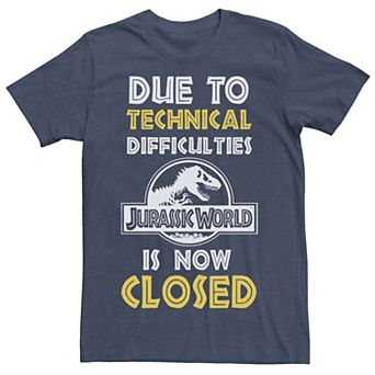 Men's Jurassic World Technical Difficulties Sign Graphic Tee