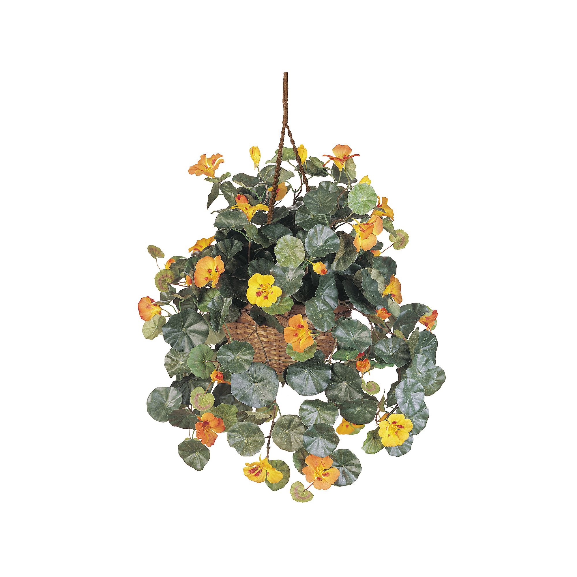 nearly natural Silk Nasturtium Hanging Plant Basket, Multicolor