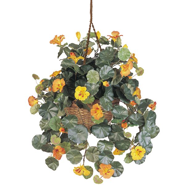 nearly natural Silk Nasturtium Hanging Plant Basket