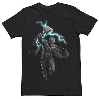 Men's Marvel Avengers Endgame Captain America Assemble Lightning Graphic Tee