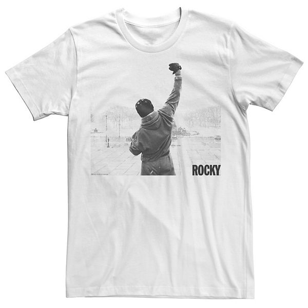 Men's Rocky Fist Raise Grey Scale Movie Poster Graphic Tee