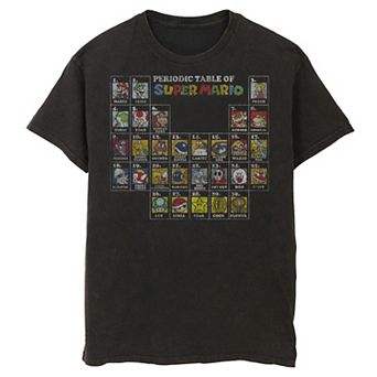 Men's Nintendo Super Mario Periodic Table Of Character Panel Grid Graphic Tee