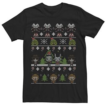 Men's Universal Monsters Christmas Group Ugly Sweater Style Graphic Tee