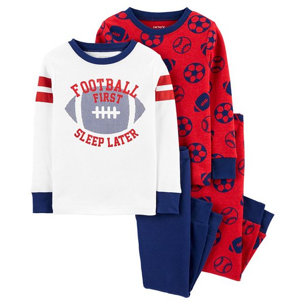 Elowel Boys Football 2 Piece Pajama Set 100% Cotton (Size 2-12 Years)