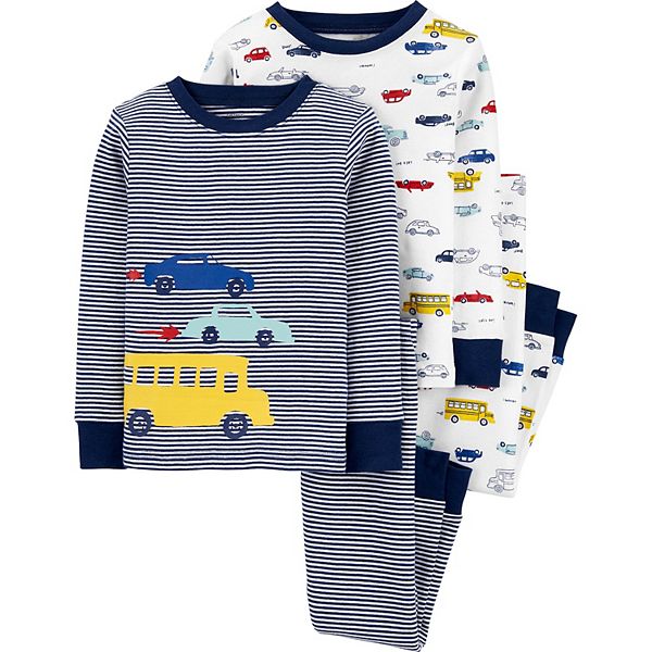 Toddler Boys Carter s 4 Piece Vehicles Snug Fit Cotton Pajamas