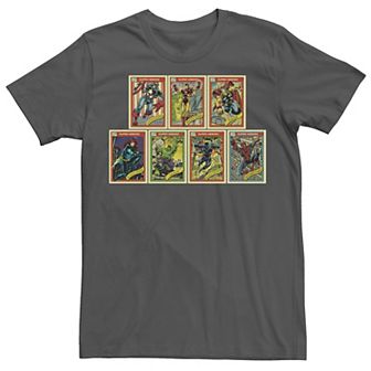 Men's Marvel Group Shot Trading Cards Poster Graphic Tee