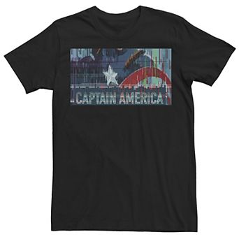Men's Marvel Captain America Glitched Poster Graphic Tee