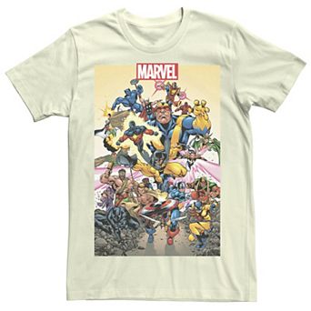 Men's Marvel D23 Exclusive Action Pose Collage Poster Graphic Tee