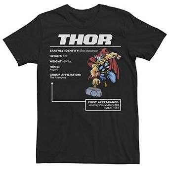 Men's Marvel Thor Stats Poster Graphic Tee