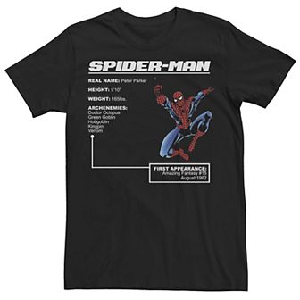 Men's Marvel Spider Man Stats Poster Graphic Tee