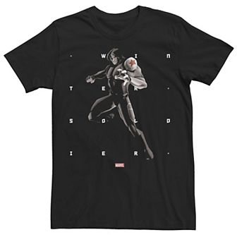 Men's Marvel Winter Soldier Halftone Word Stack Portrait Graphic Tee