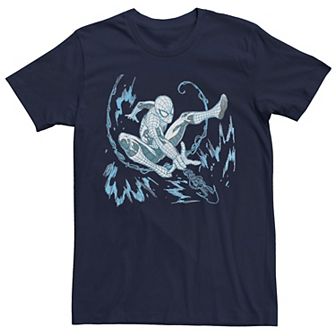 Men's Marvel Spider-Man Blue Hue Web Sling Action Shot Graphic Tee