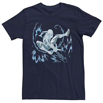 Men's Marvel Spider-Man Blue Hue Web Sling Action Shot Graphic Tee