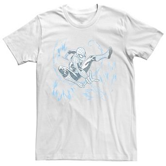 Men's Marvel Spider-Man Blue Hue Web Sling Action Shot Graphic Tee