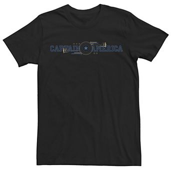 Men's Marvel Captain America Outline Text Logo Graphic Tee