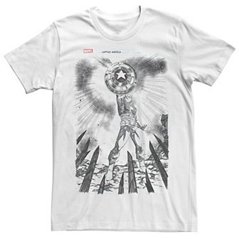 Men's Marvel Captain America Sketched Comic Book Cover Graphic Tee
