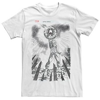 Men's Marvel Captain America Sketched Comic Book Cover Graphic Tee