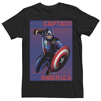 Men's Marvel Captain America Halftone Pop Art Poster Graphic Tee