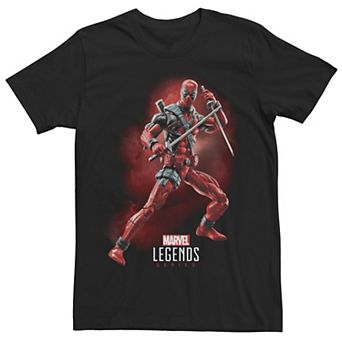 Men's Marvel Legends Series Deadpool Action Pose Portrait Graphic Tee