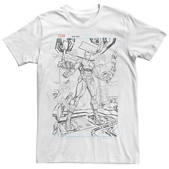 Men's Marvel Iron Man Comic Cover Sketch Graphic Tee