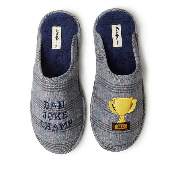 Khol's Men's Dearfoam Dad Joke Scuff Slippers |Stylish Gift For Dad Presents That Are Budget-Friendly|gift for dad