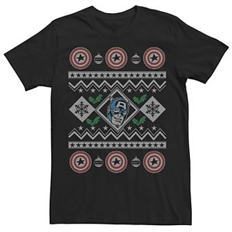 Men's Marvel Captain America Ugly Sweater Design Graphic Tee