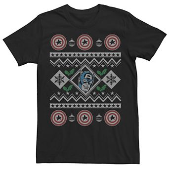 Men's Marvel Captain America Ugly Sweater Design Graphic Tee