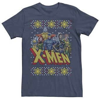 Men's Marvel X-Men Group Ugly Christmas Sweater Graphic Tee