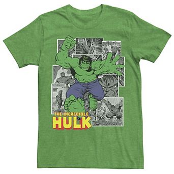 Men's Marvel Avengers The Incredible Hulk Comic Panel Portrait Graphic Tee