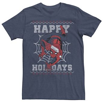 Men's Marvel Spider-Man Happy Holidays Ugly Sweater Graphic Tee