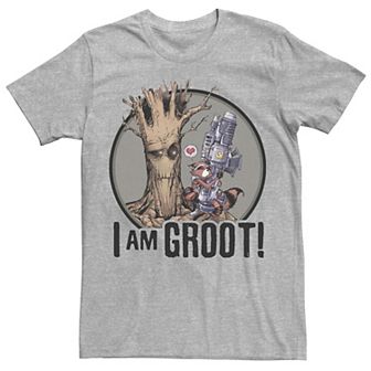 Men's Marvel Guardians Of The Galaxy Rocket And Groot I Am Groot Graphic Tee