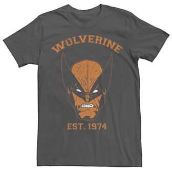 Men's Marvel X-Men Wolverine Orange Collegiate Vintage Graphic Tee