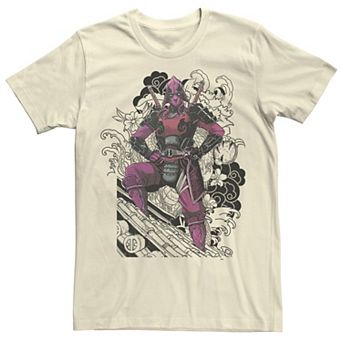 Men's Marvel Deadpool Samurai Dragon Floral Graphic Tee