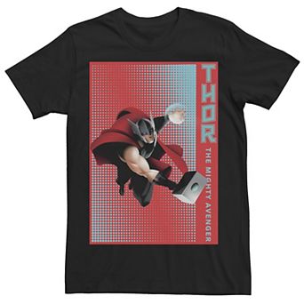 Men's Marvel Thor The Mighty Avenger Halftone Pop Art Poster Graphic Tee