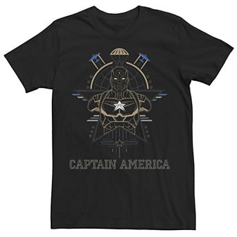 Men's Marvel Captain America Outline Portrait Graphic Tee