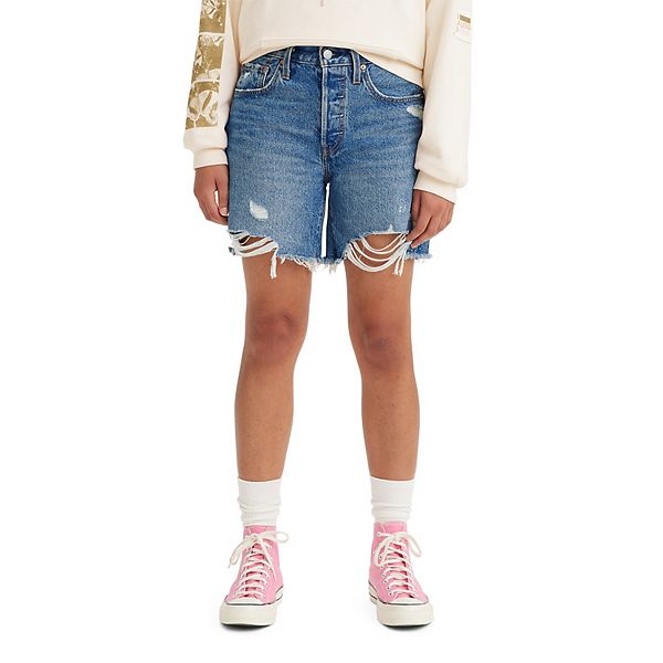 Women's Levi's® 501™ Mid-Thigh Frayed Jean Shorts