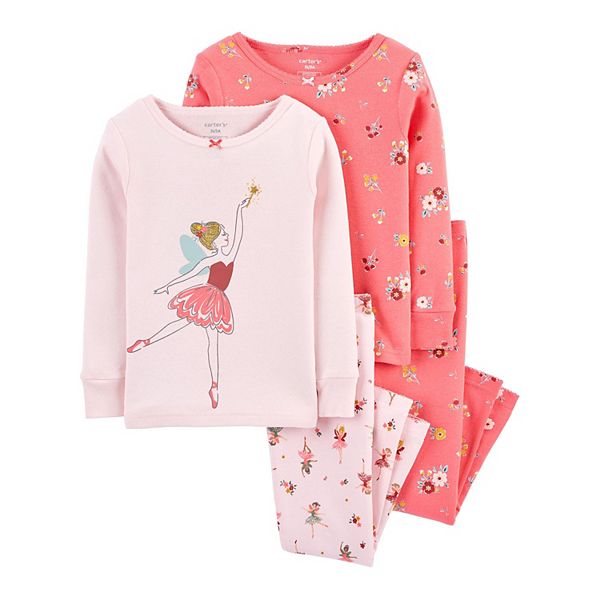 Toddler Girl Carter's 4-Piece Ballerina & Floral Pajama Set