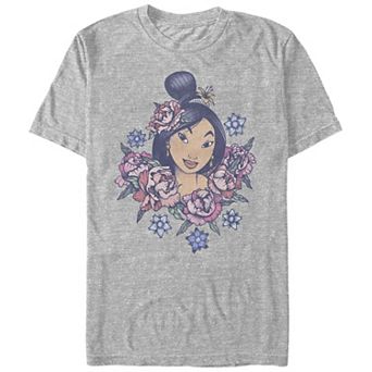 Men's Disney's Mulan Floral Portrait Vintage Tee