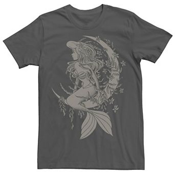 Disney's The Little Mermaid Men's Ariel Tattoo Style Portrait Graphic Tee