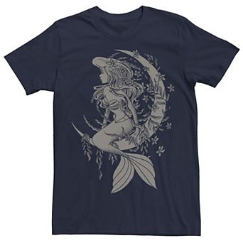 Disney's The Little Mermaid Men's Ariel Tattoo Style Portrait Graphic Tee