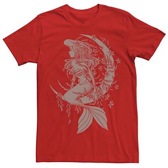 Disney's The Little Mermaid Men's Ariel Tattoo Style Portrait Graphic Tee