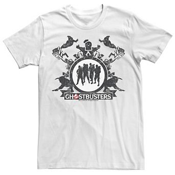 Men's Ghostbusters Group Shot Silhouette Distressed Poster Tee